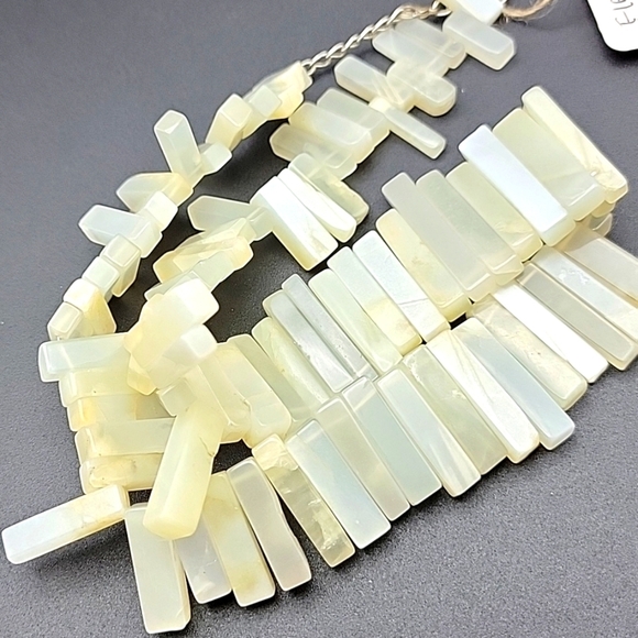 Flat Slab 830 Cts White Agate Natural Gemstone Beaded Necklace Handmade Beads - Picture 8 of 9